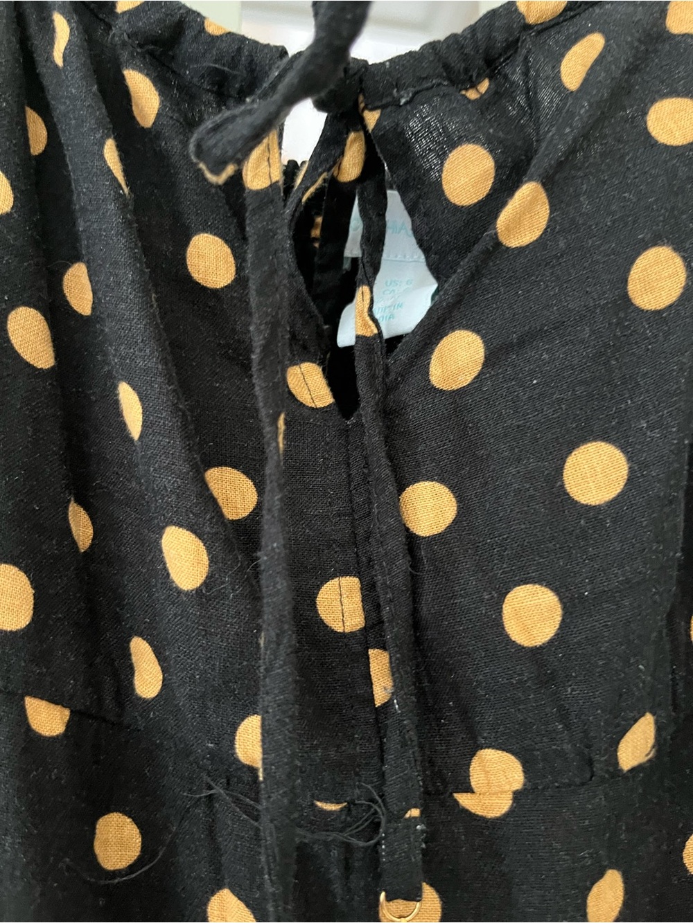 Cynthia Rowley Black and Tan Polka Dot Sleeveless Midi Dress size 6 - Picture 4 of 9